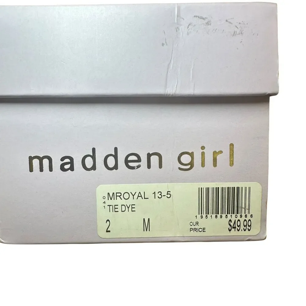 Madden Girl MRoyal Rainbow Tie Dye Rhinestone Bling Strap Scandals Girls Size 1